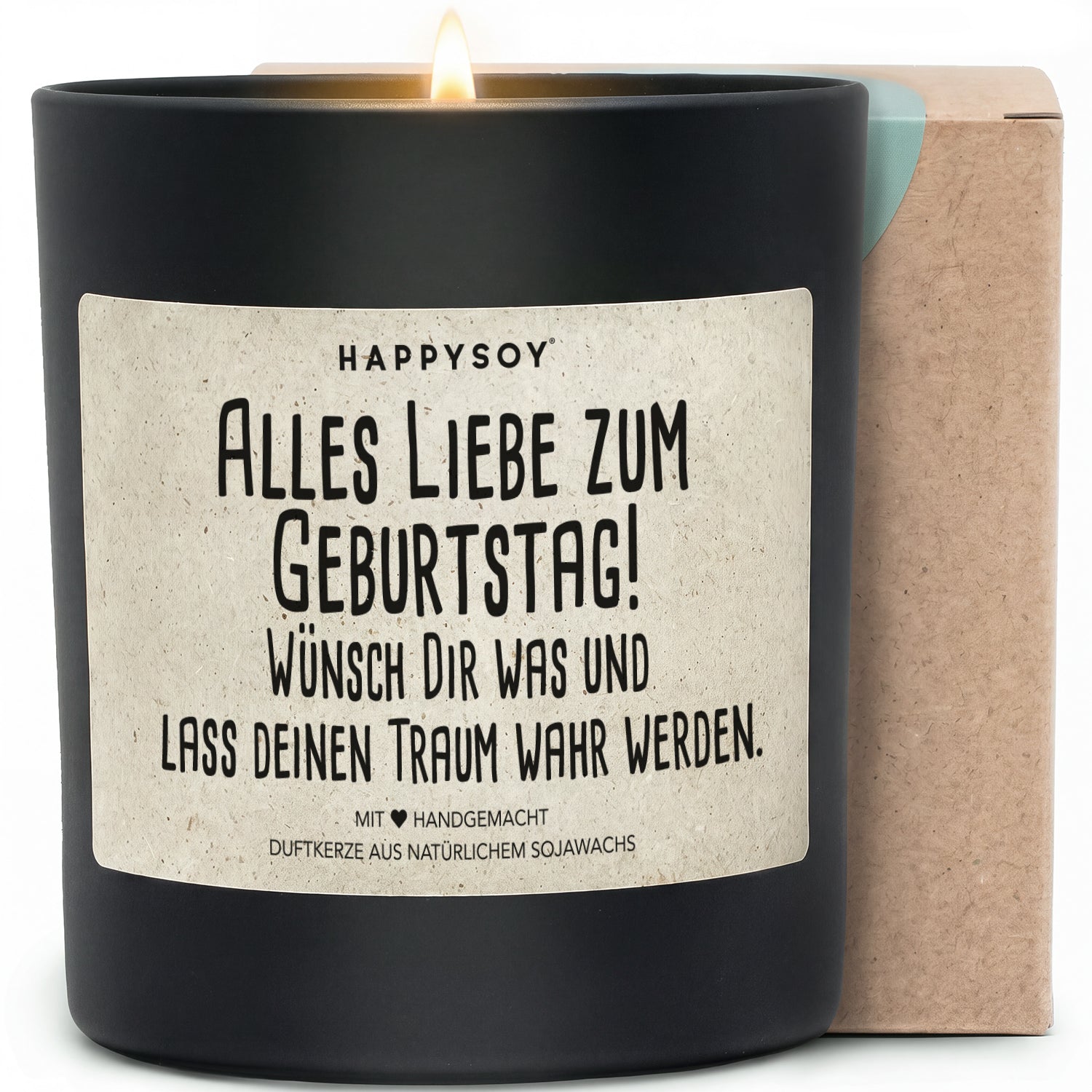Duftkerze - Alles Liebe zum Geburtstag! Wünsch Dir was und lass deinen Traum wahr werden. - Happysoy®