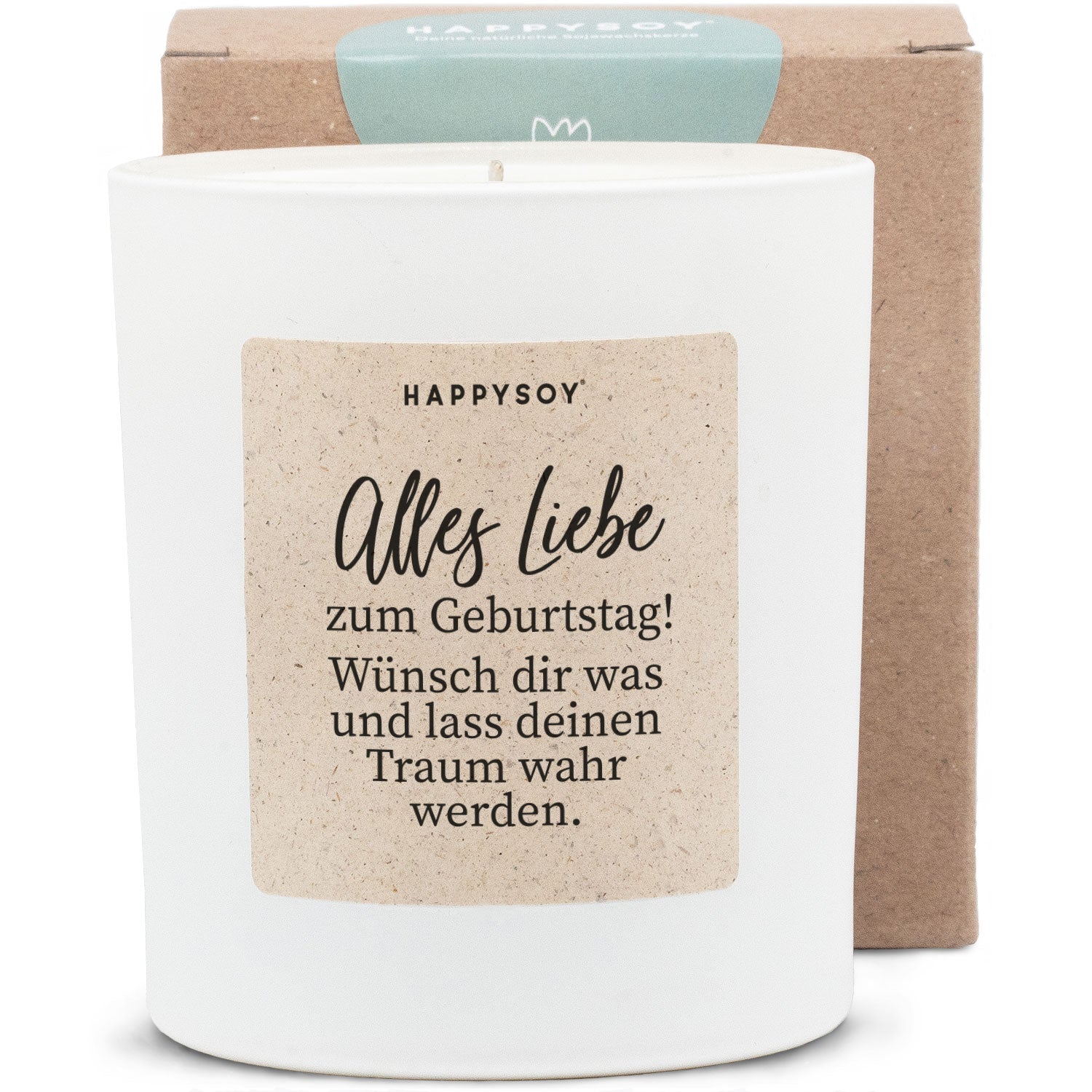 Duftkerze - Alles Liebe zum Geburtstag! Wünsch dir was und lass deinen Traum wahr werden. - Happysoy®
