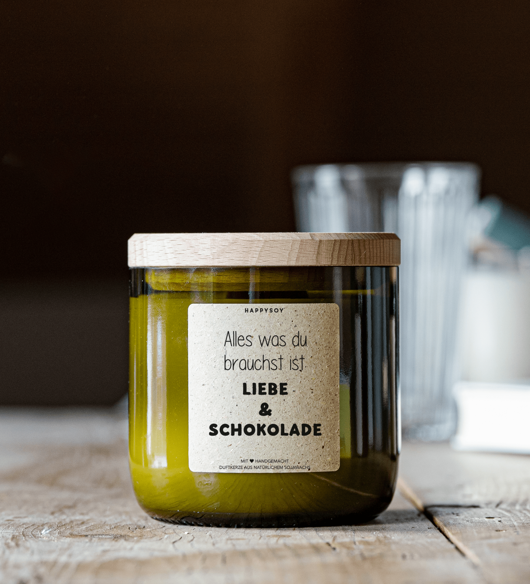 Duftkerze - Alles was du brauchst ist Liebe und Schokolade - Happysoy®