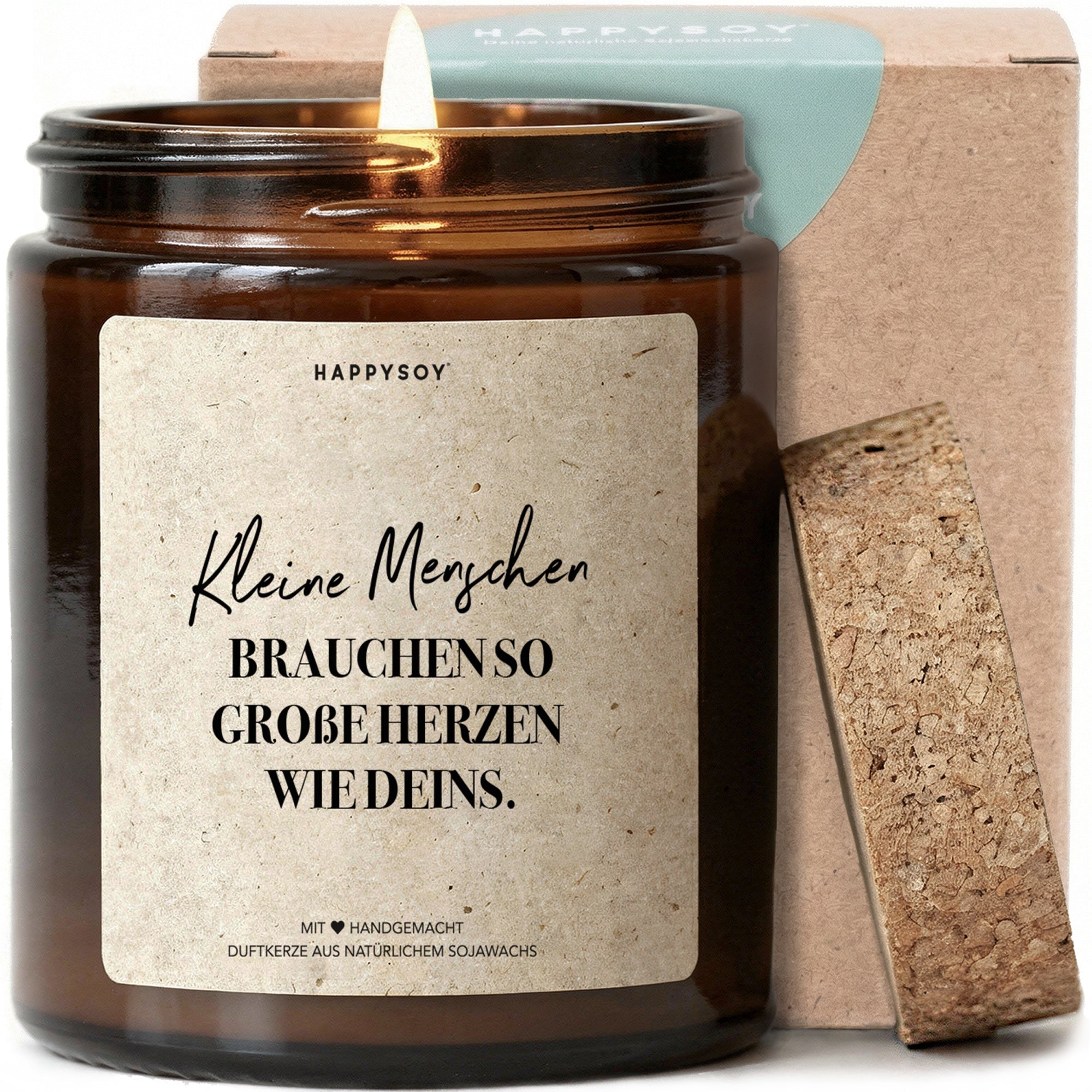 Duftkerze - BRAUCHEN SO GROßE HERZEN WIE DEINS. Kleine Menschen - Happysoy®