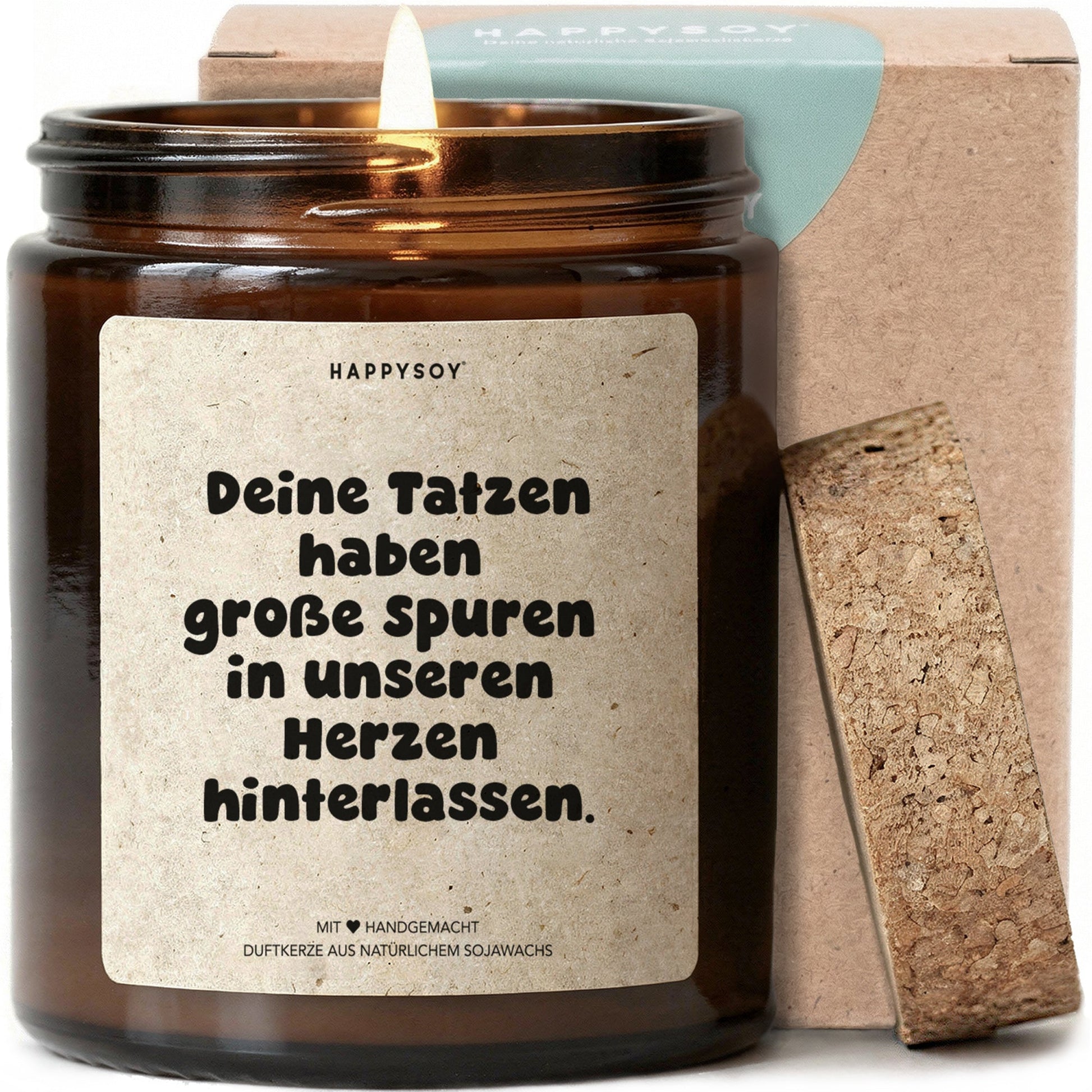 Duftkerze - Deine Tatzen haben große Spuren in unseren Herzen hinterlassen. - Happysoy®
