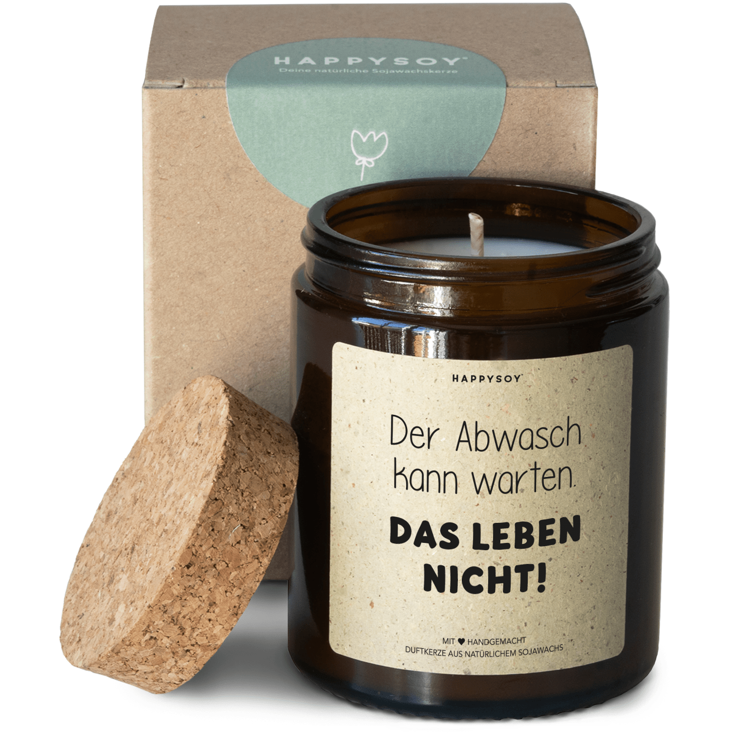 Duftkerze - Der Abwasch kann warten - das Leben nicht! - Happysoy®
