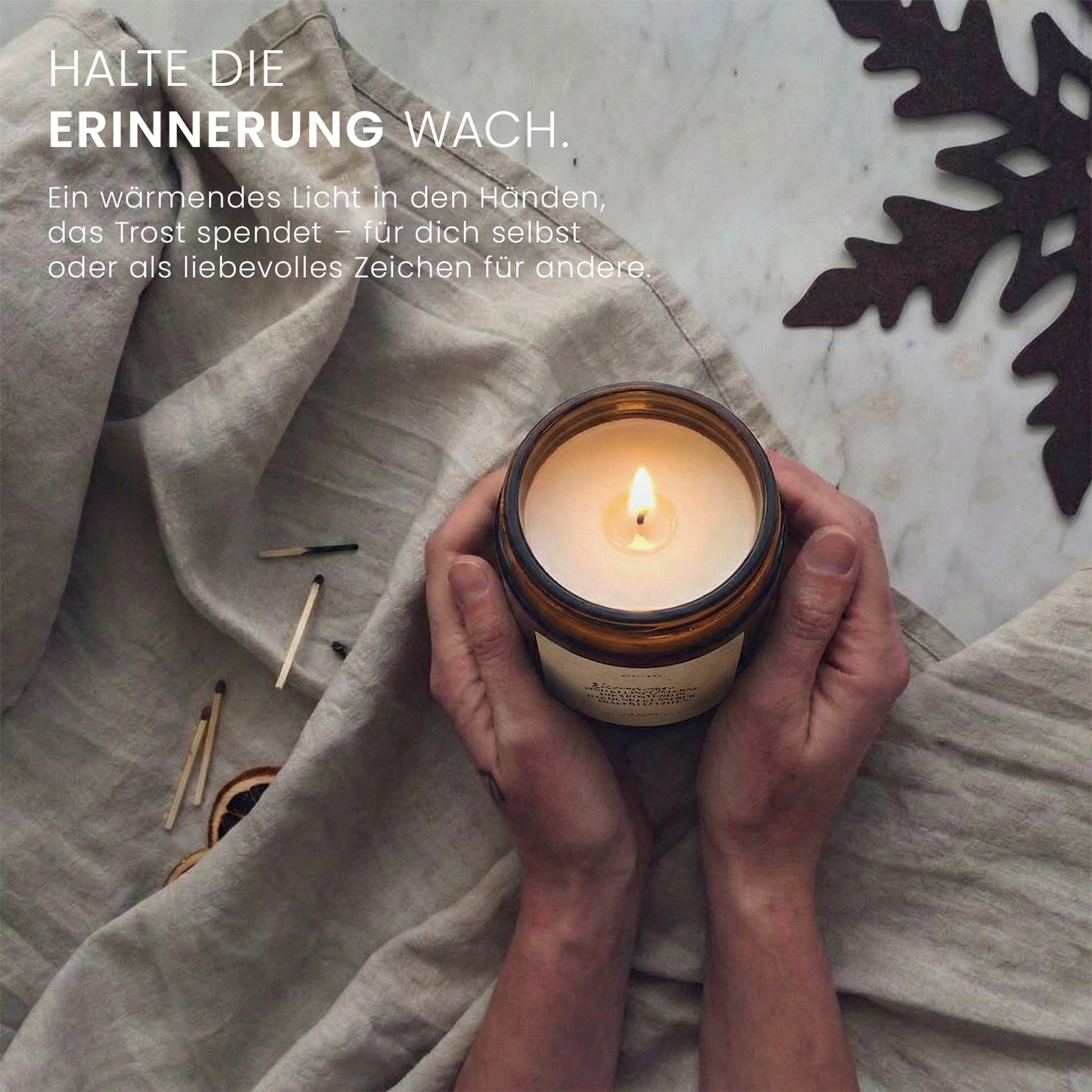 Duftkerze - Erinnerungen sind die kleinen Sterne, die tröstend in das dunkle unserer Trauer leuchten. - Happysoy®