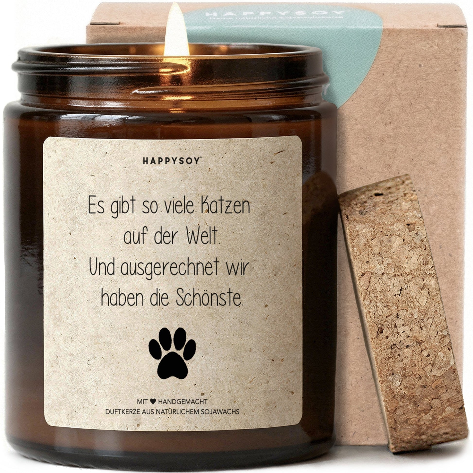 Duftkerze - Es gibt so viele Katzen auf der Welt. Und ausgerechnet wir haben die Schönste. - Happysoy®