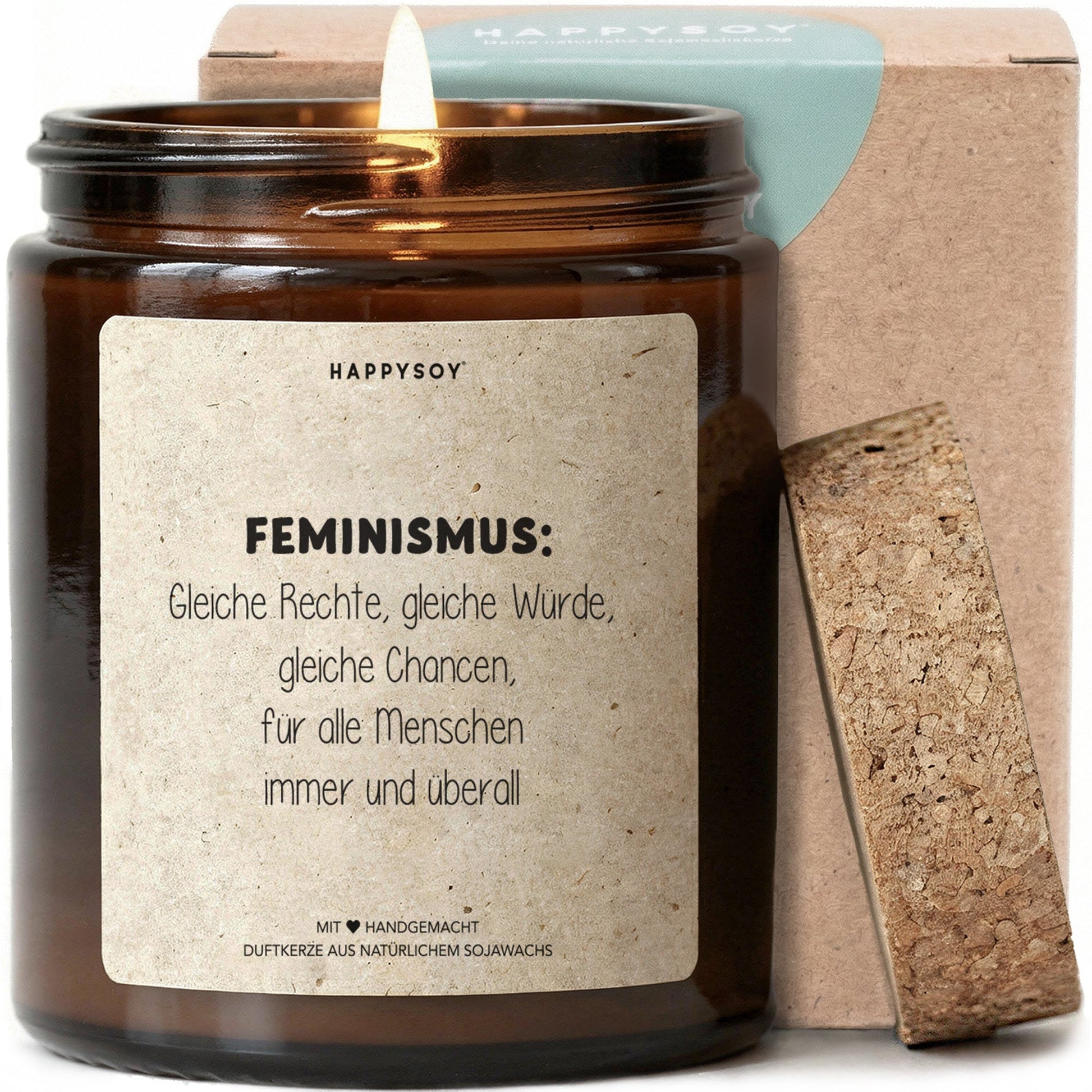 Duftkerze - Feminismus: Gleiche Rechte, gleiche Würde, gleiche Chancen, für alle Menschen immer und überall - Happysoy®