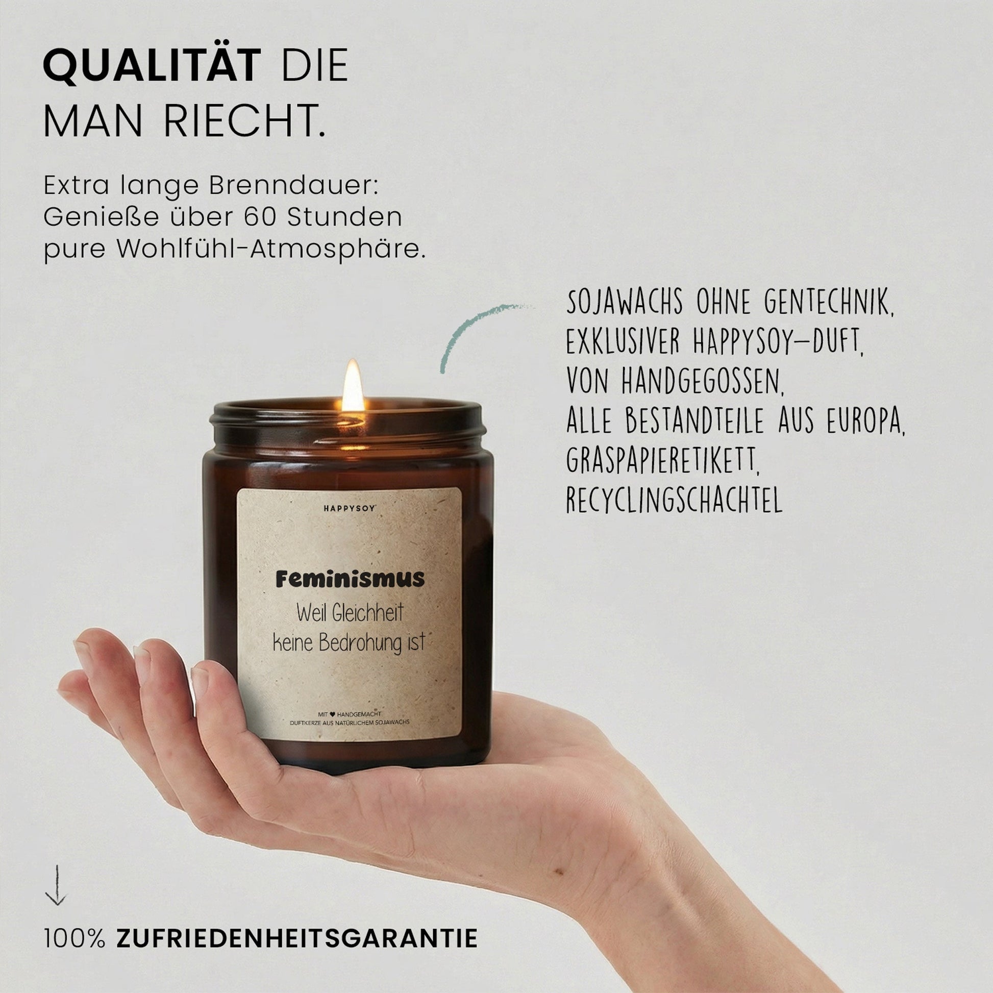 Duftkerze - Feminismus Weil Gleichheit keine Bedrohung ist - Happysoy®