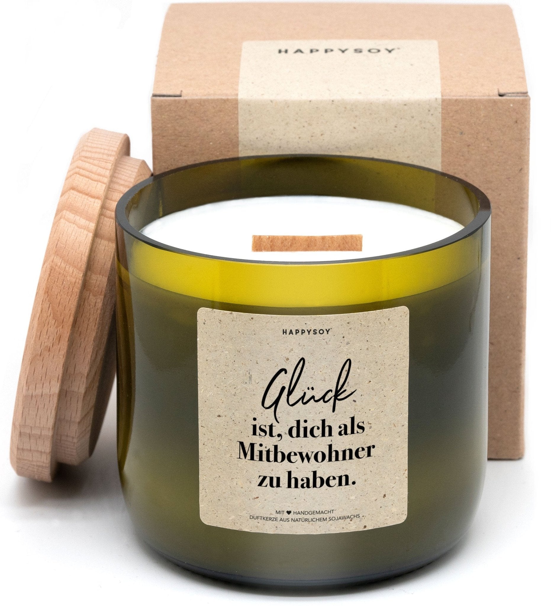 Duftkerze - Glück ist, dich als Mitbewohner zu haben - Happysoy®