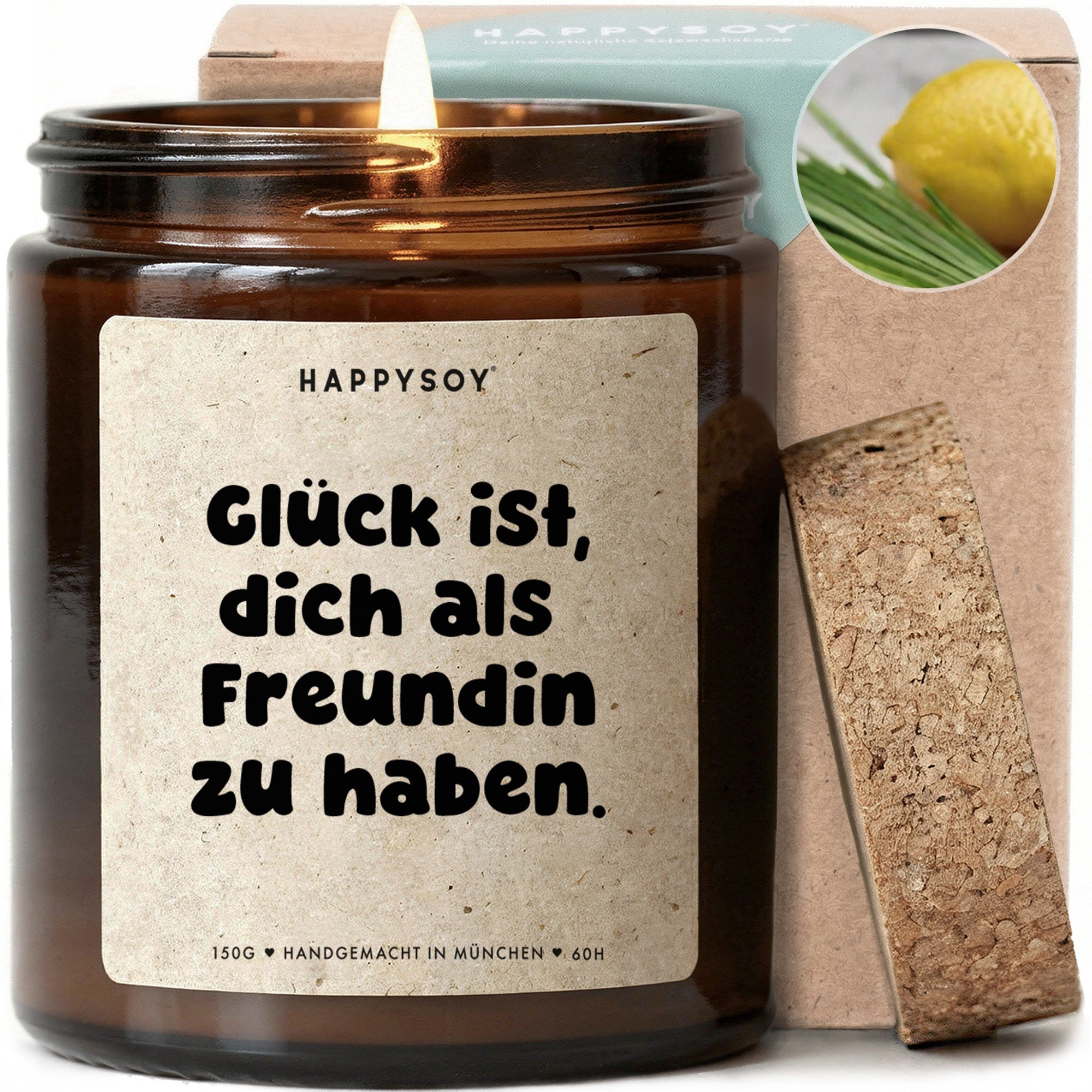 Duftkerze - Glück ist, dich als Freundin zu haben. - Happysoy®
