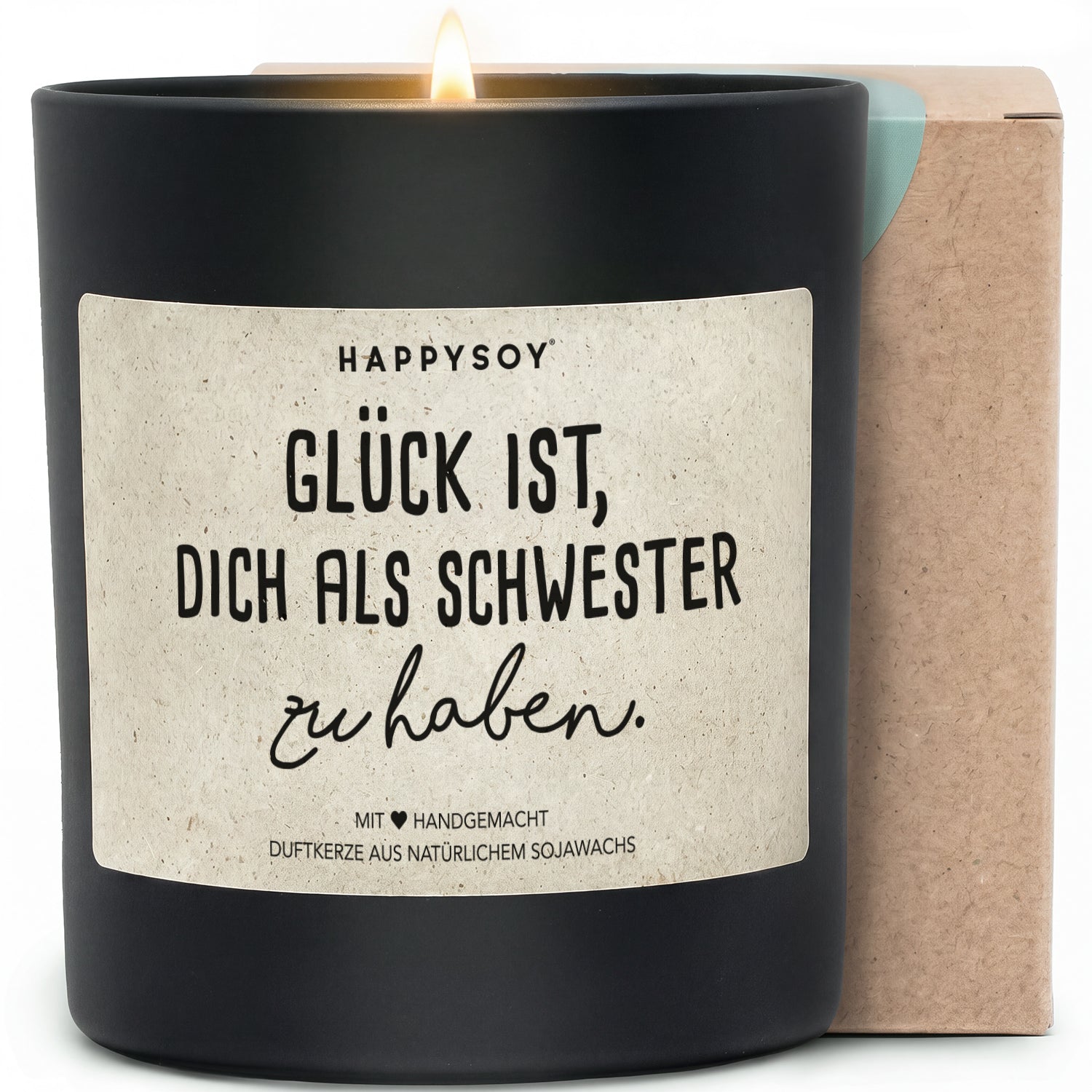 Duftkerze - Glück ist, dich als Schwester zu haben. - Happysoy®