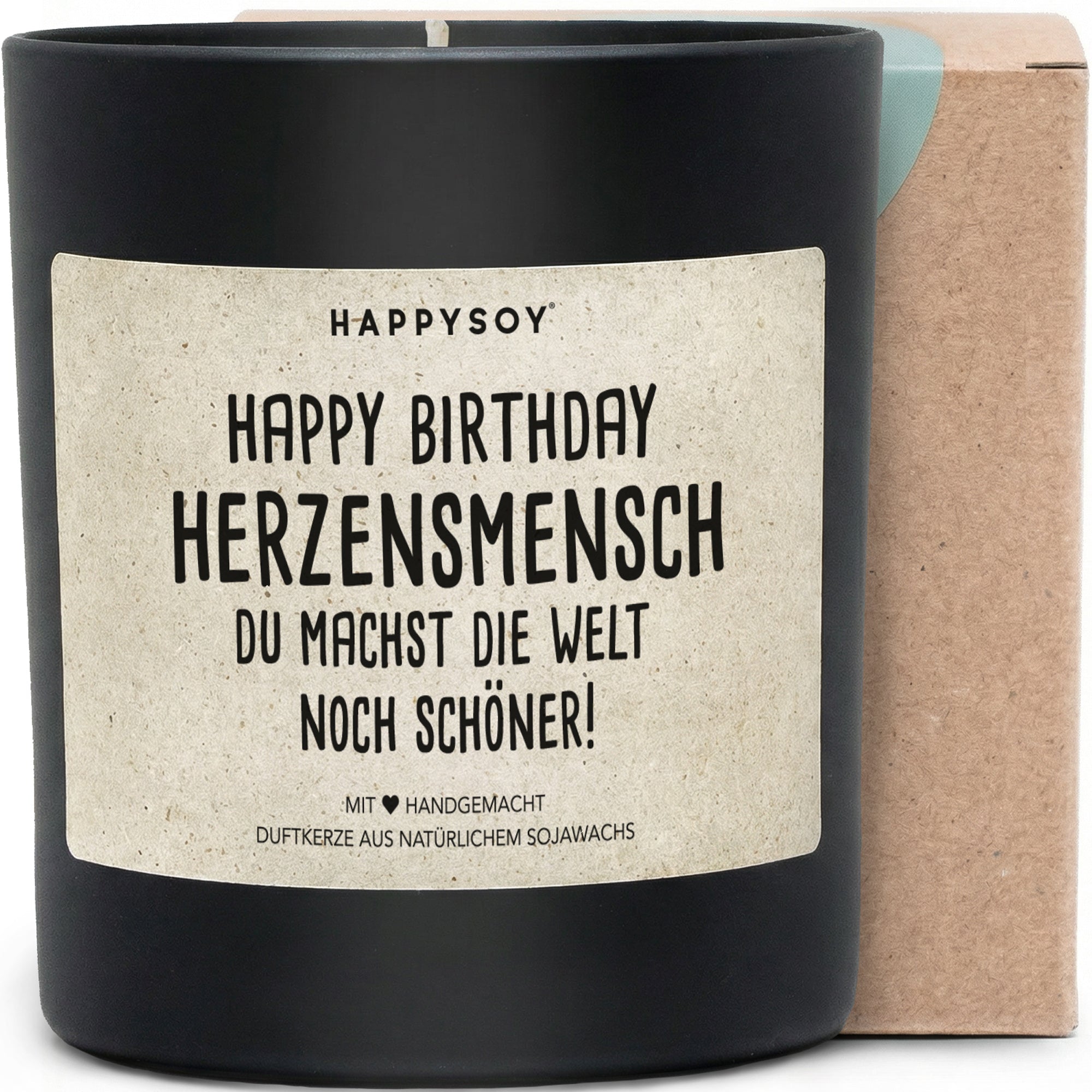 Duftkerze - Happy Birthday Herzensmensch du machst die Welt noch schöner! - Happysoy®
