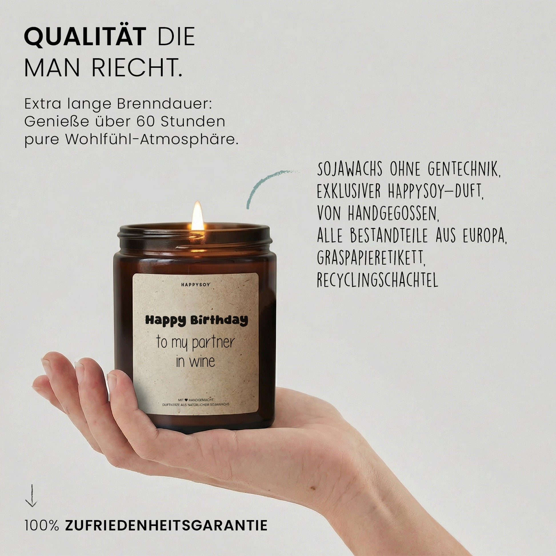 Duftkerze - Happy Birthday to my partner in wine - Happysoy®