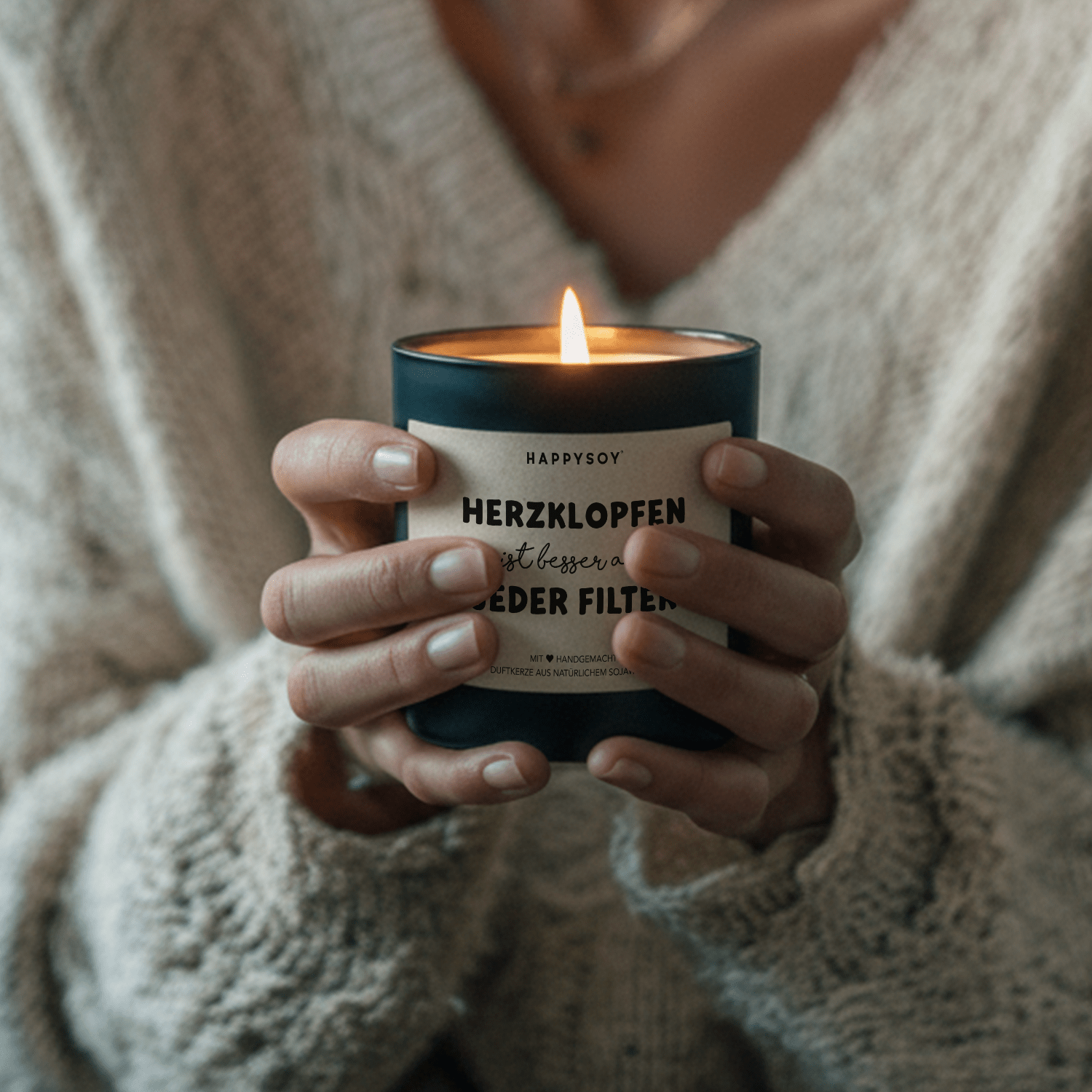 Duftkerze - Herzklopfen ist besser als jeder Filter. - Happysoy®