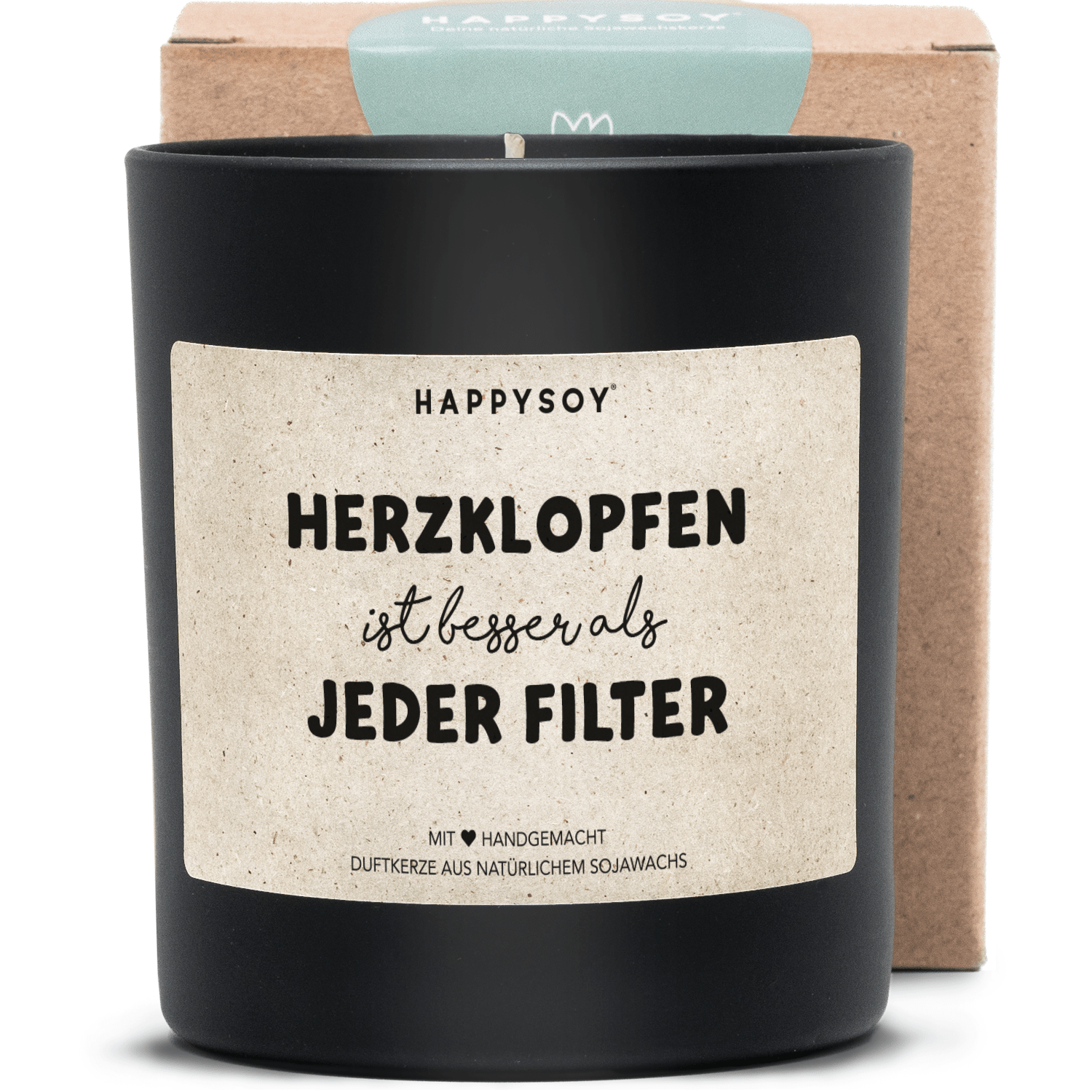 Duftkerze - Herzklopfen ist besser als jeder Filter. - Happysoy®