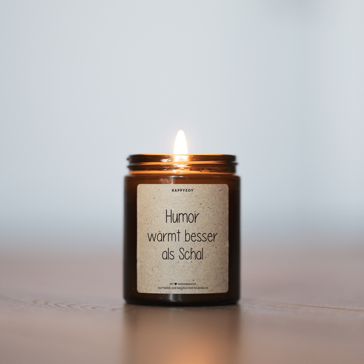 Duftkerze - Humor wärmt besser als Schal. - Happysoy®