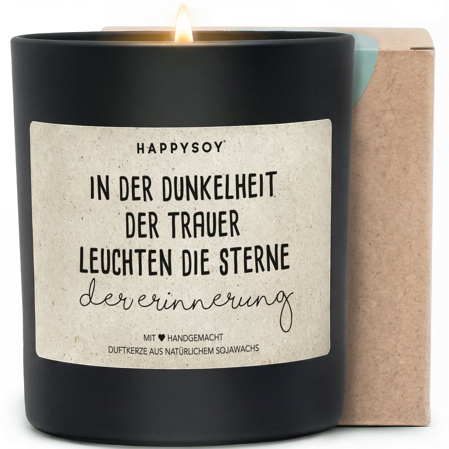 Duftkerze - In der Dunkelheit der Trauer leuchten die Sterne der Erinnerung - Happysoy®