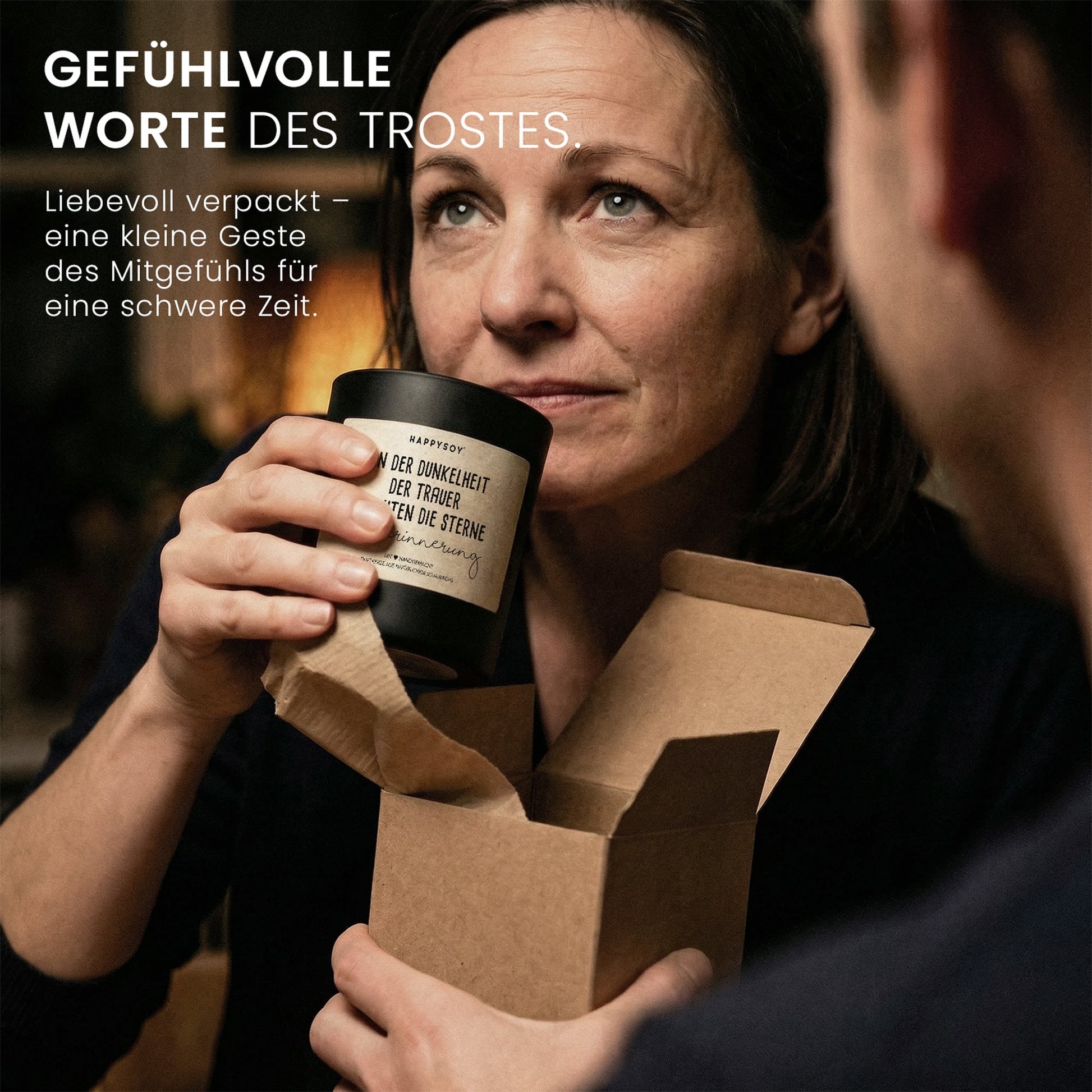 Duftkerze - In der Dunkelheit der Trauer leuchten die Sterne der Erinnerung - Happysoy®