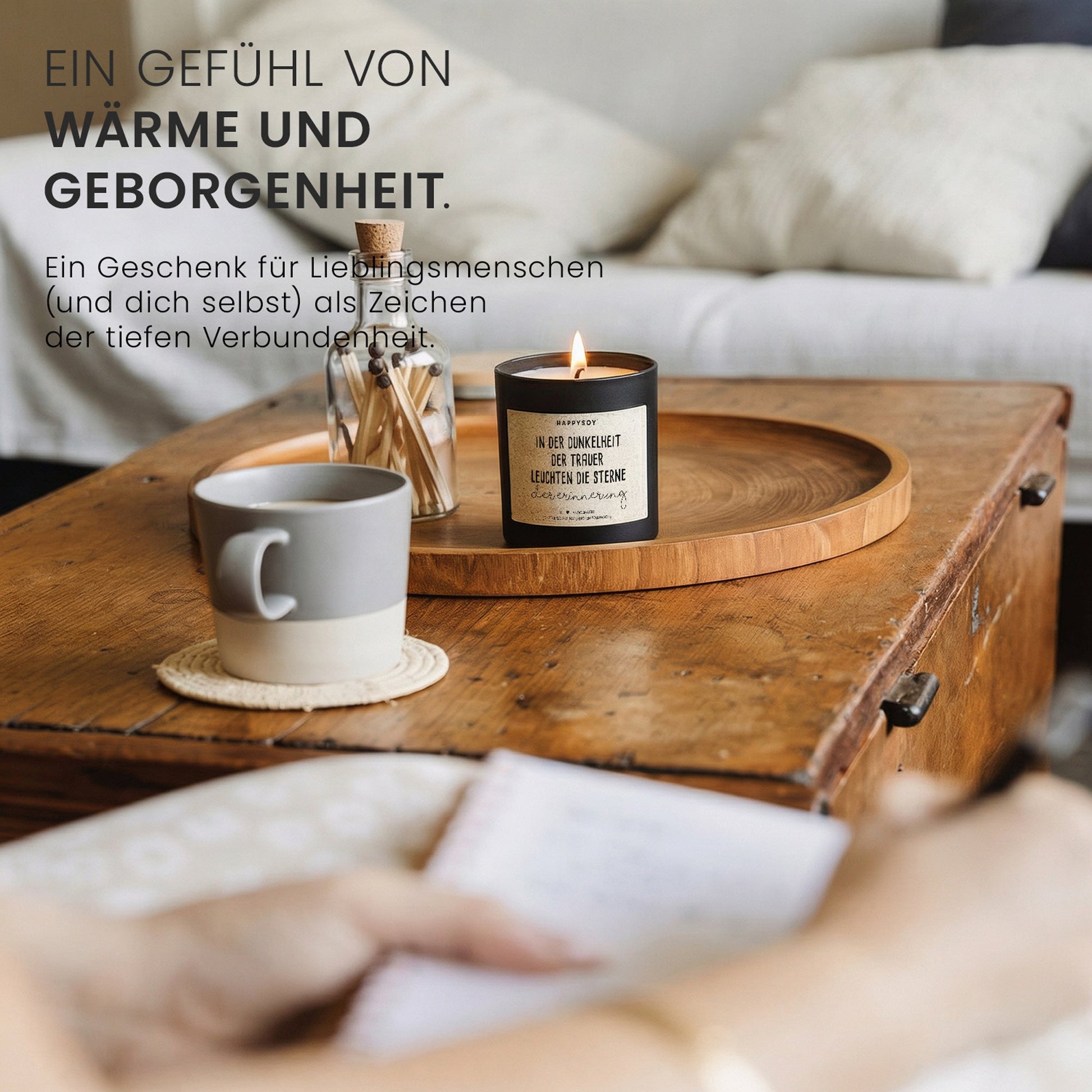 Duftkerze - In der Dunkelheit der Trauer leuchten die Sterne der Erinnerung - Happysoy®