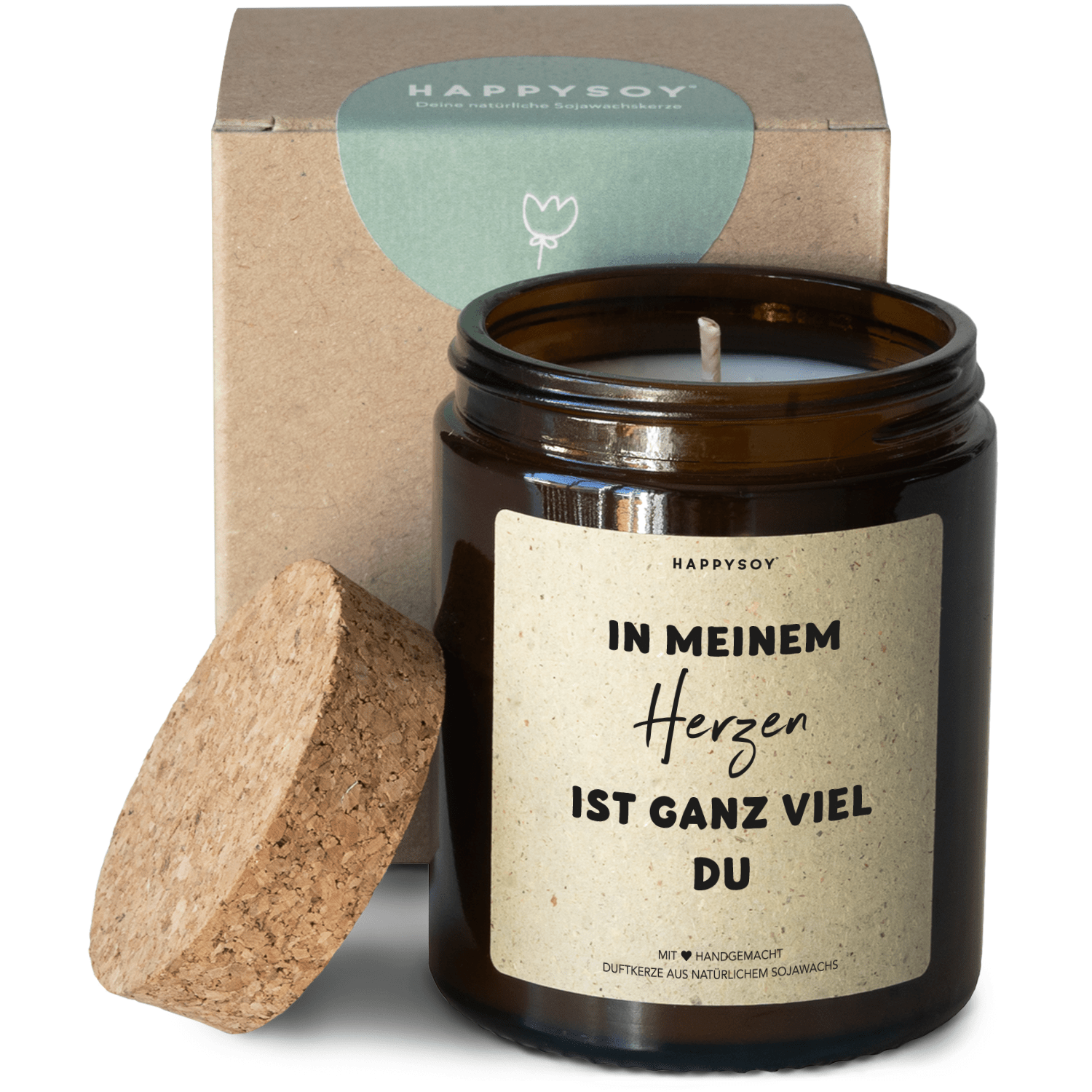 Duftkerze - IN MEINEM Herzen IST GANZ VIEL DU - Happysoy®