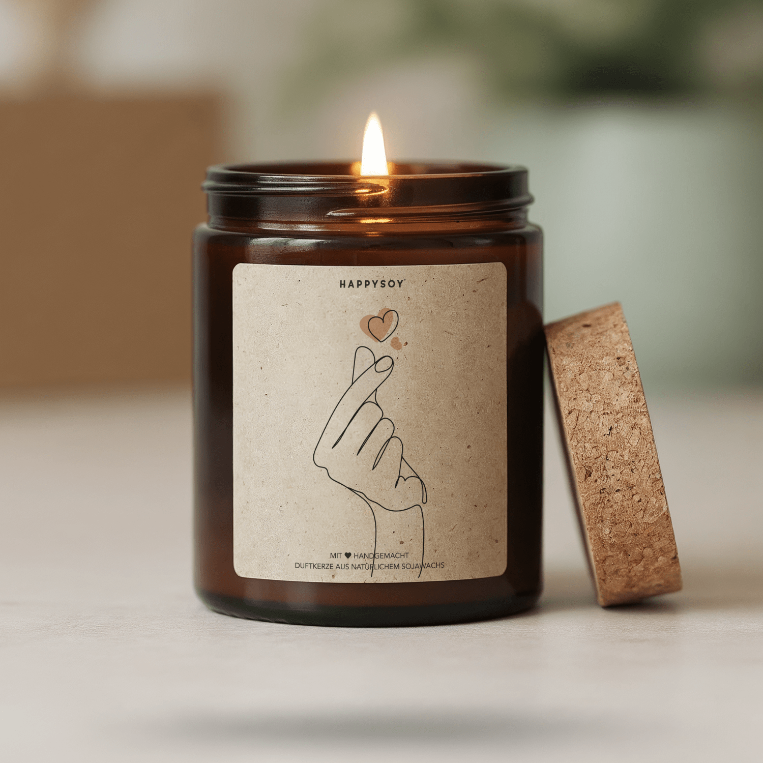 Duftkerze - Kleines Herz mit Fingern - Happysoy®