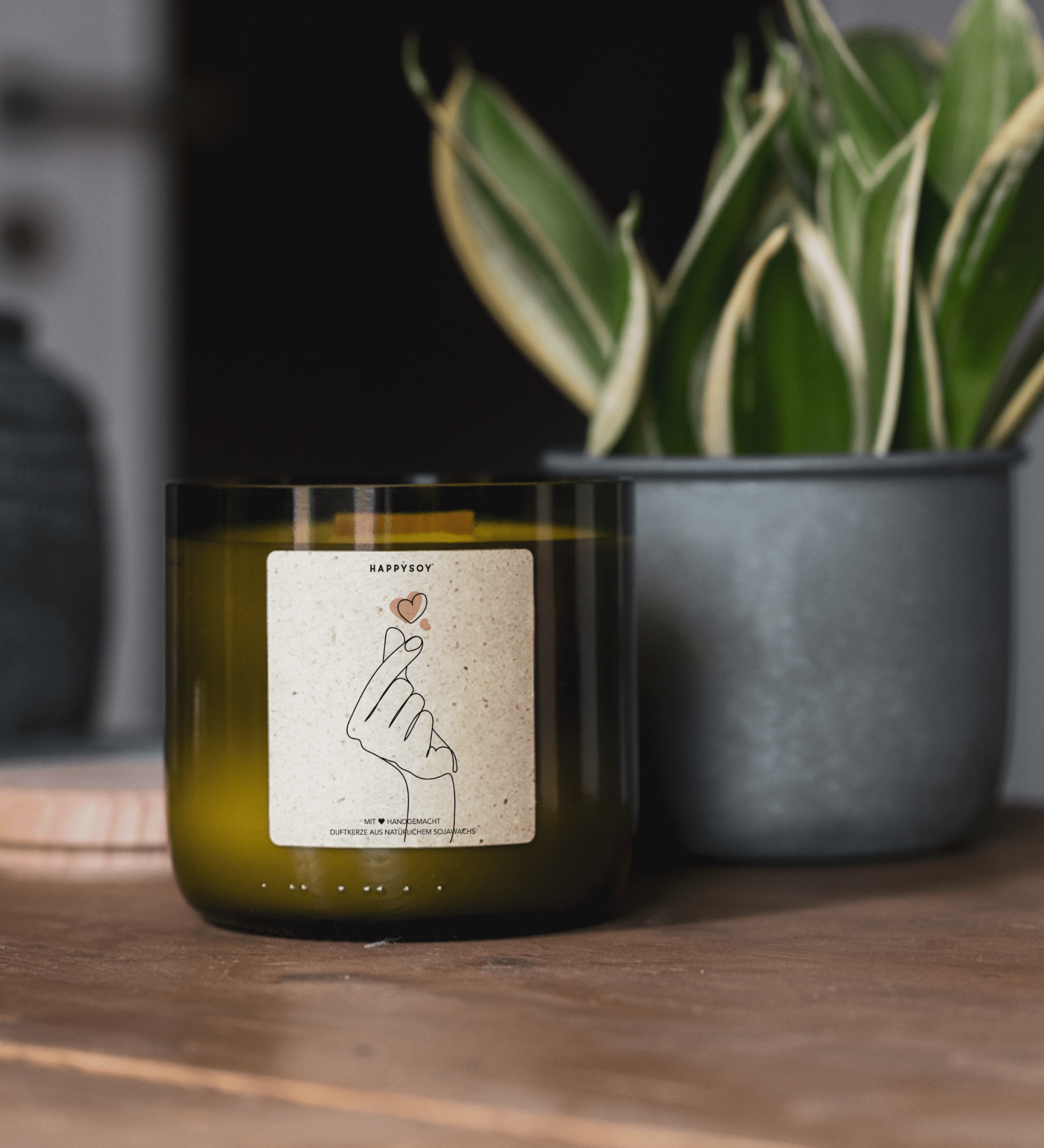 Duftkerze - Kleines Herz mit Fingern - Happysoy®
