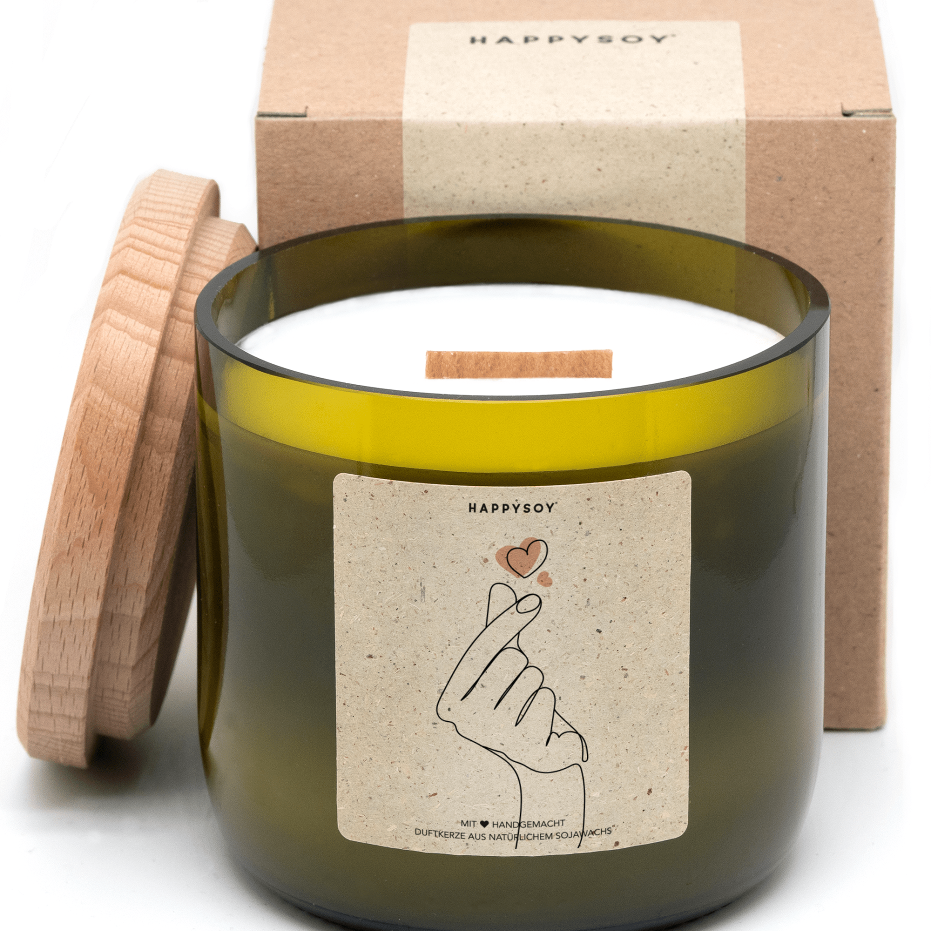 Duftkerze - Kleines Herz mit Fingern - Happysoy®