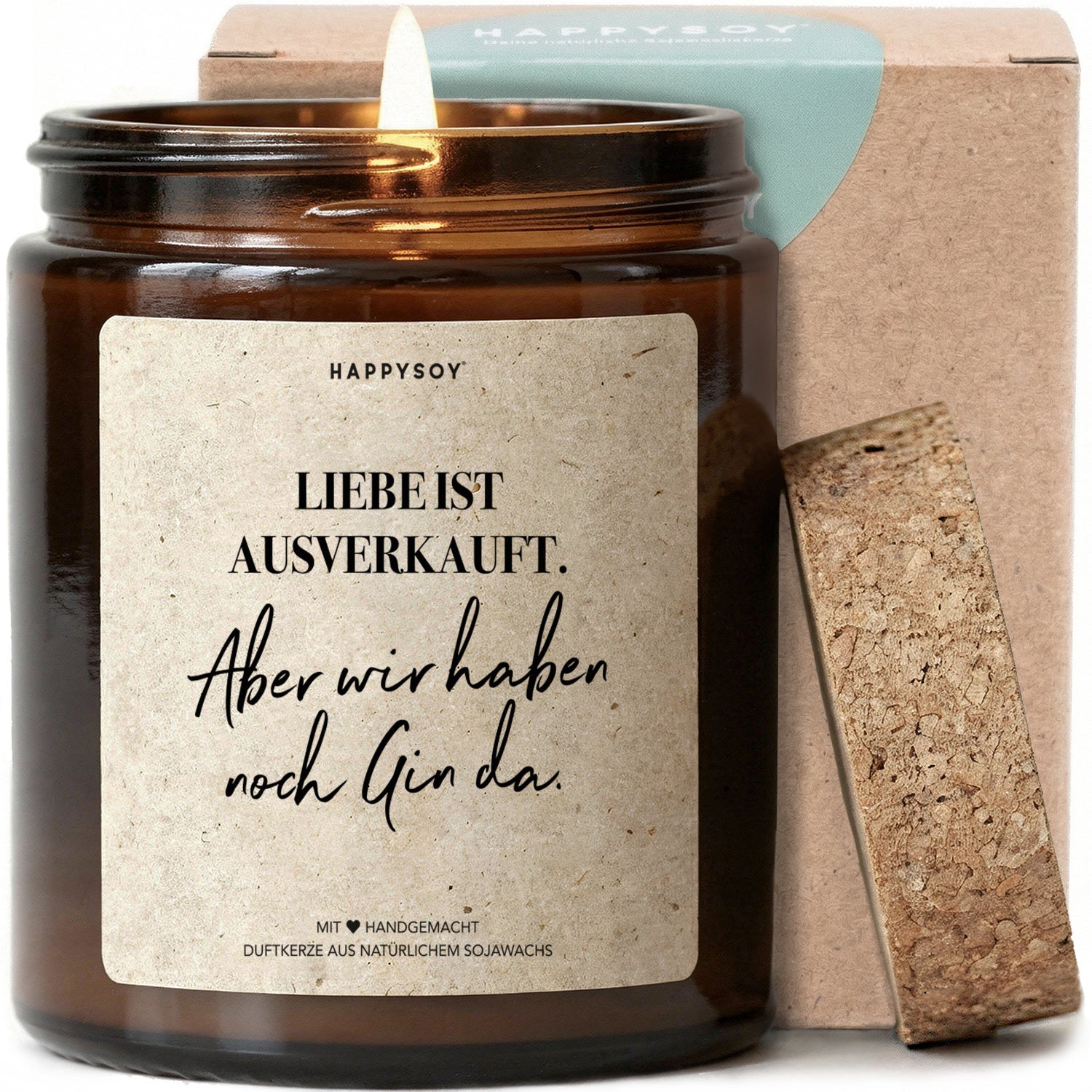 Duftkerze - Liebe ist ausverkauft. Aber wir haben noch Gin da. - Happysoy®