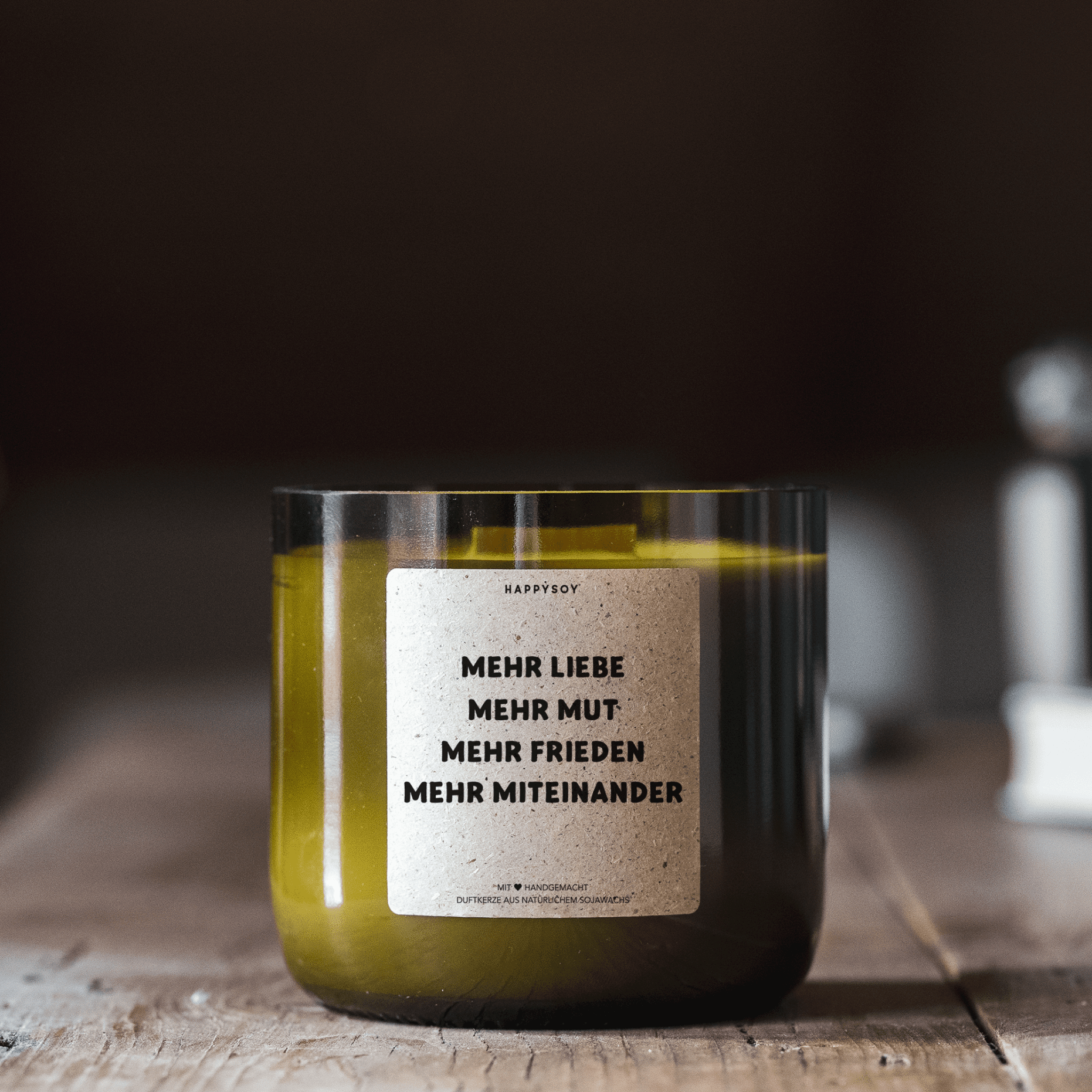 Duftkerze - mehr liebe, mehr mut, mehr frieden, mehr miteinander - Happysoy®