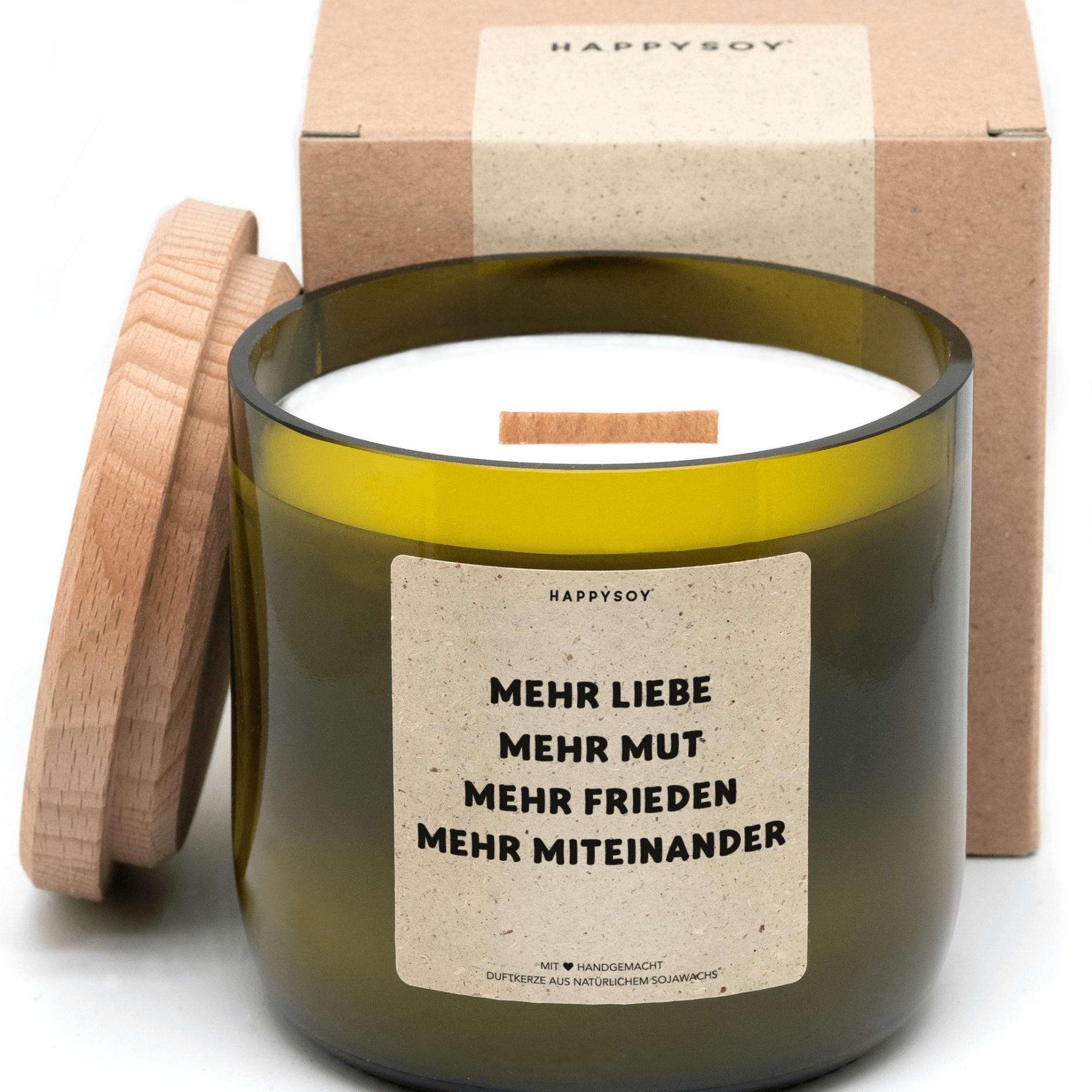 Duftkerze - mehr liebe, mehr mut, mehr frieden, mehr miteinander - Happysoy®