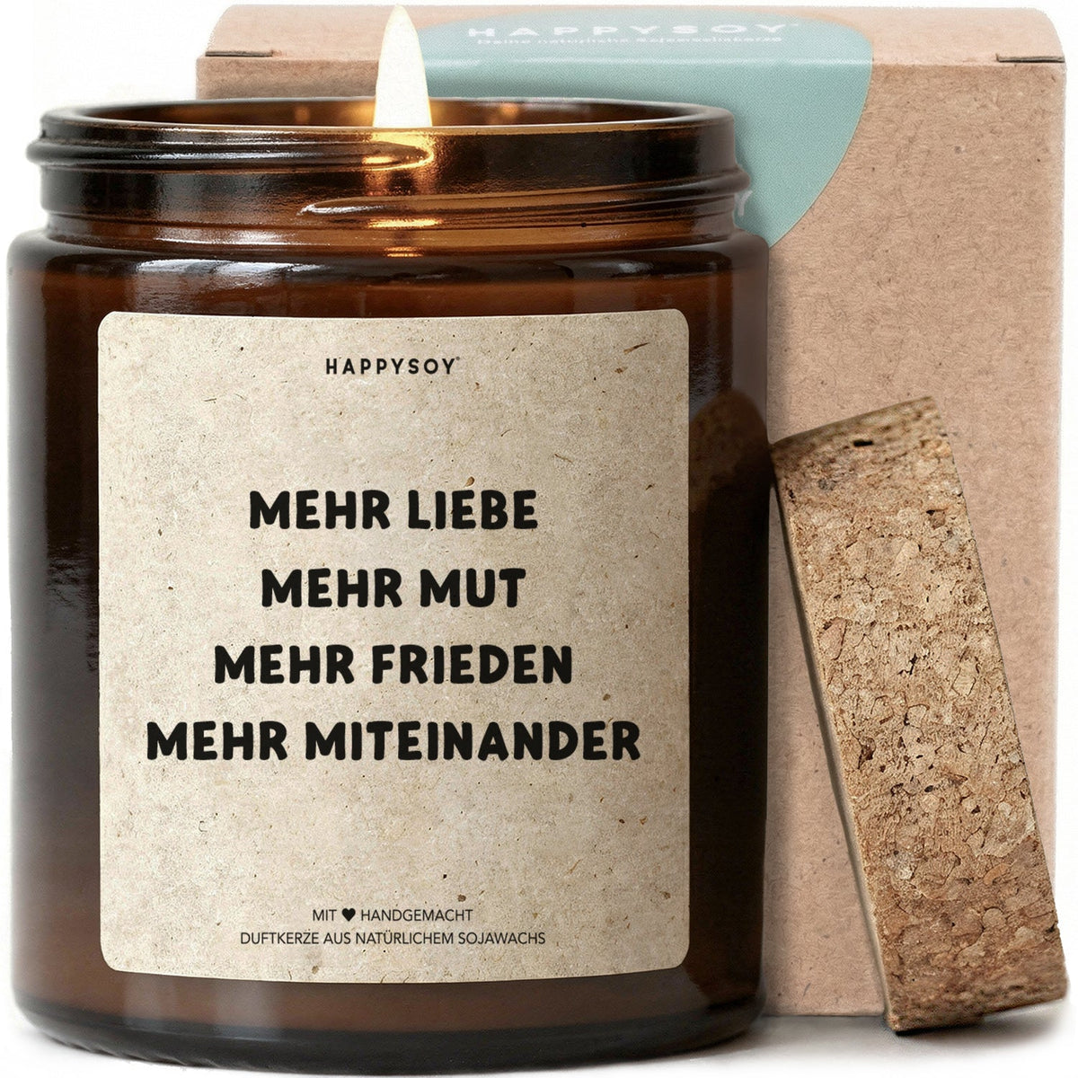 Duftkerze - mehr liebe, mehr mut, mehr frieden, mehr miteinander - Happysoy®