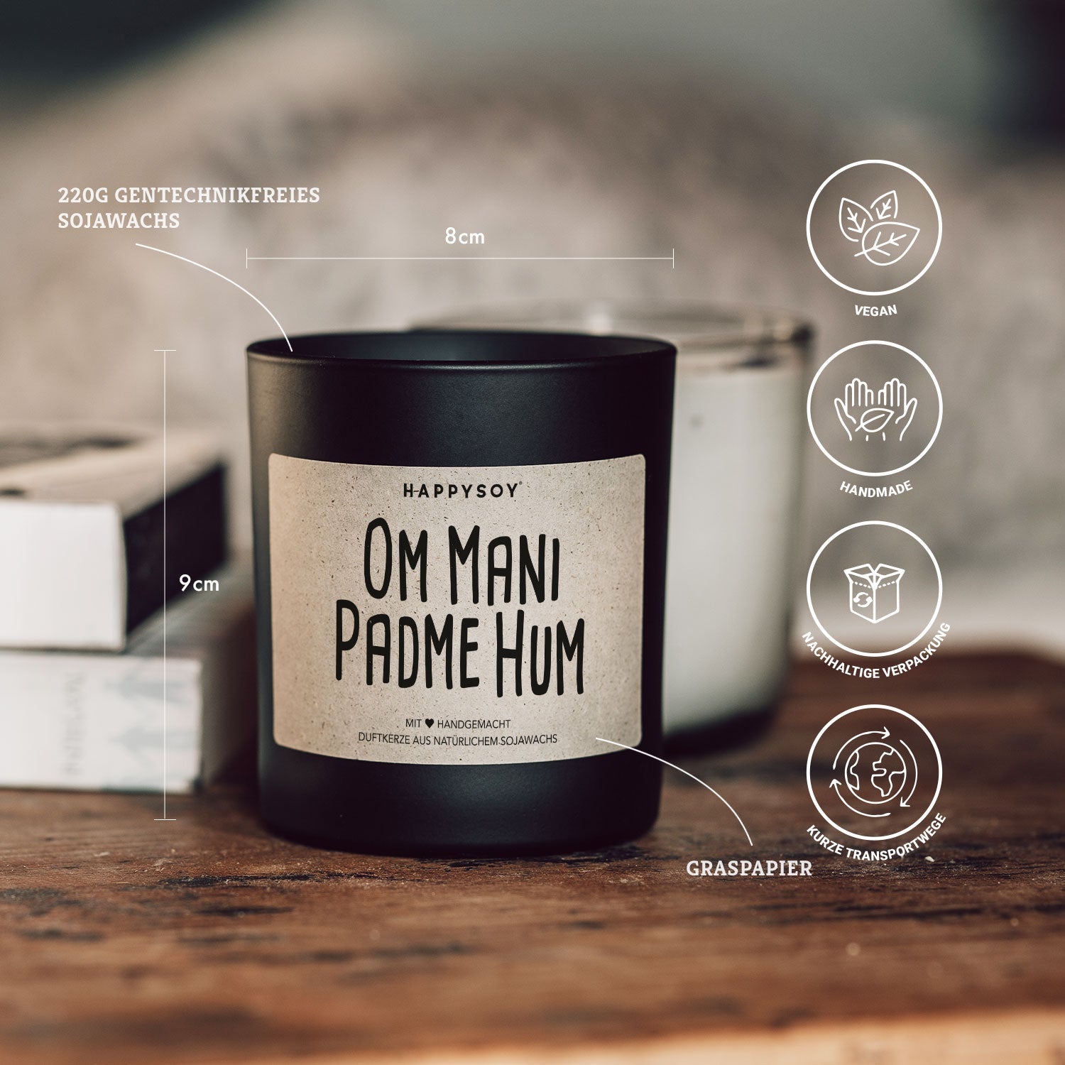 Duftkerze - Om Mani Padme Hum - Happysoy®