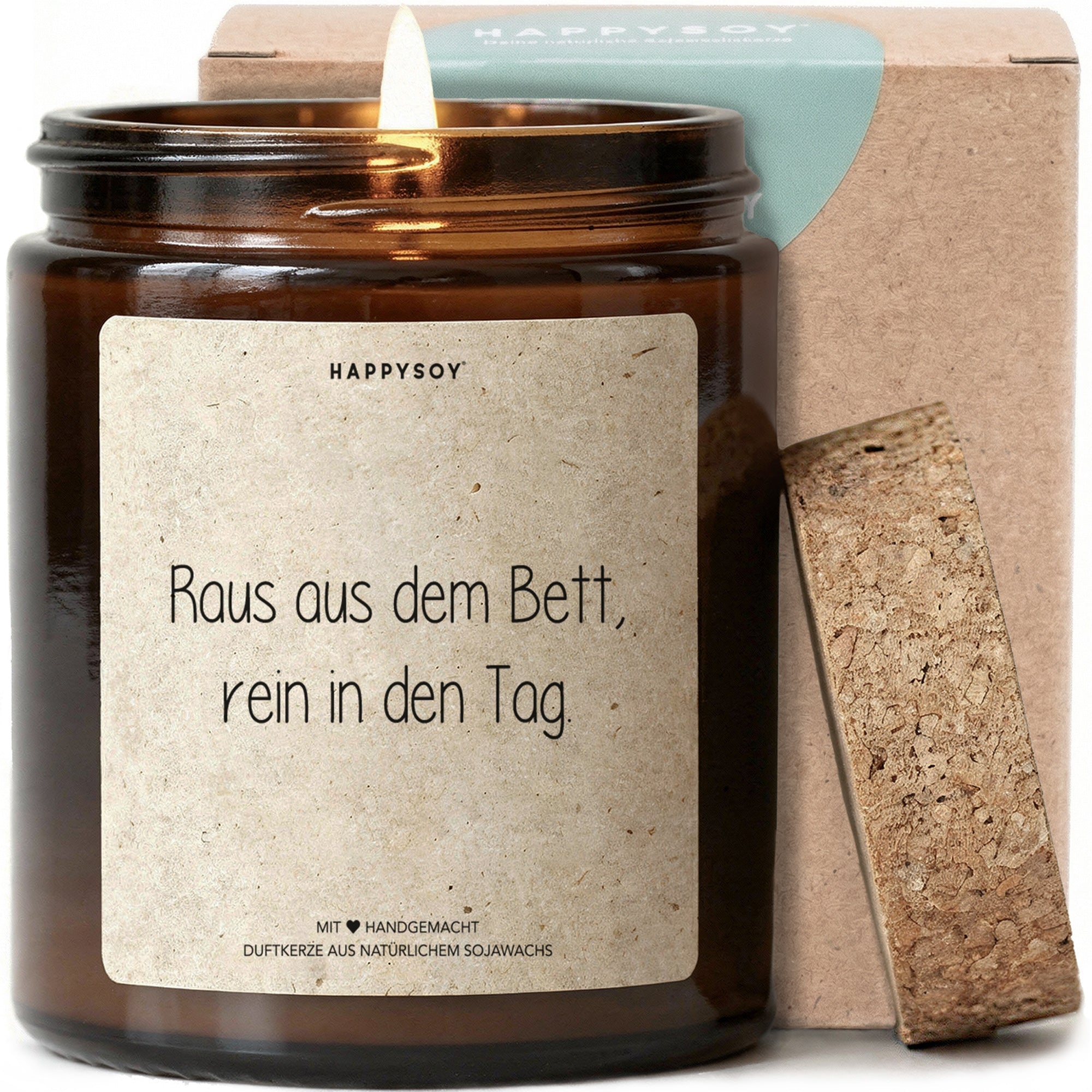 Duftkerze - Raus aus dem Bett, rein in den Tag. - Happysoy®