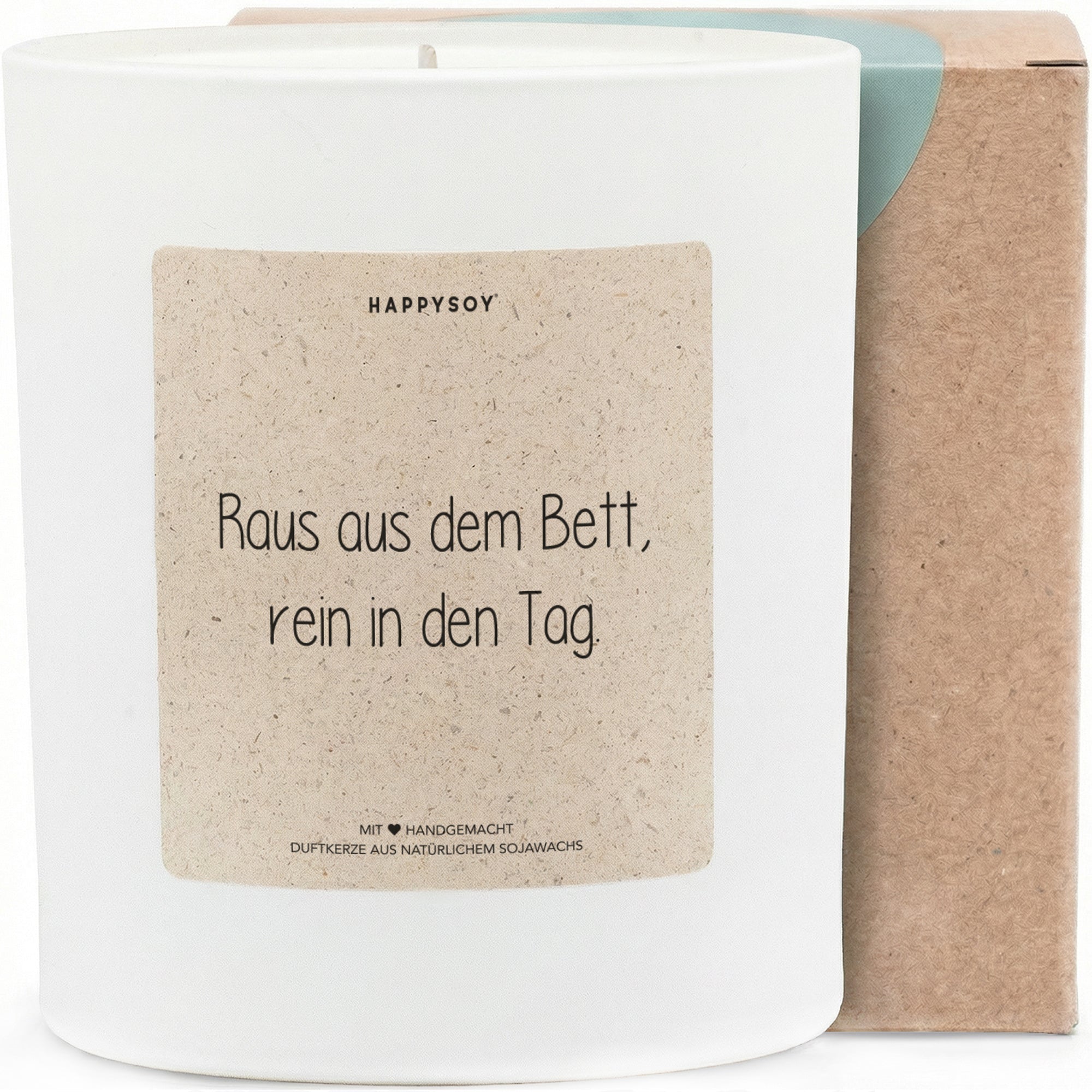 Duftkerze - Raus aus dem Bett, rein in den Tag. - Happysoy®