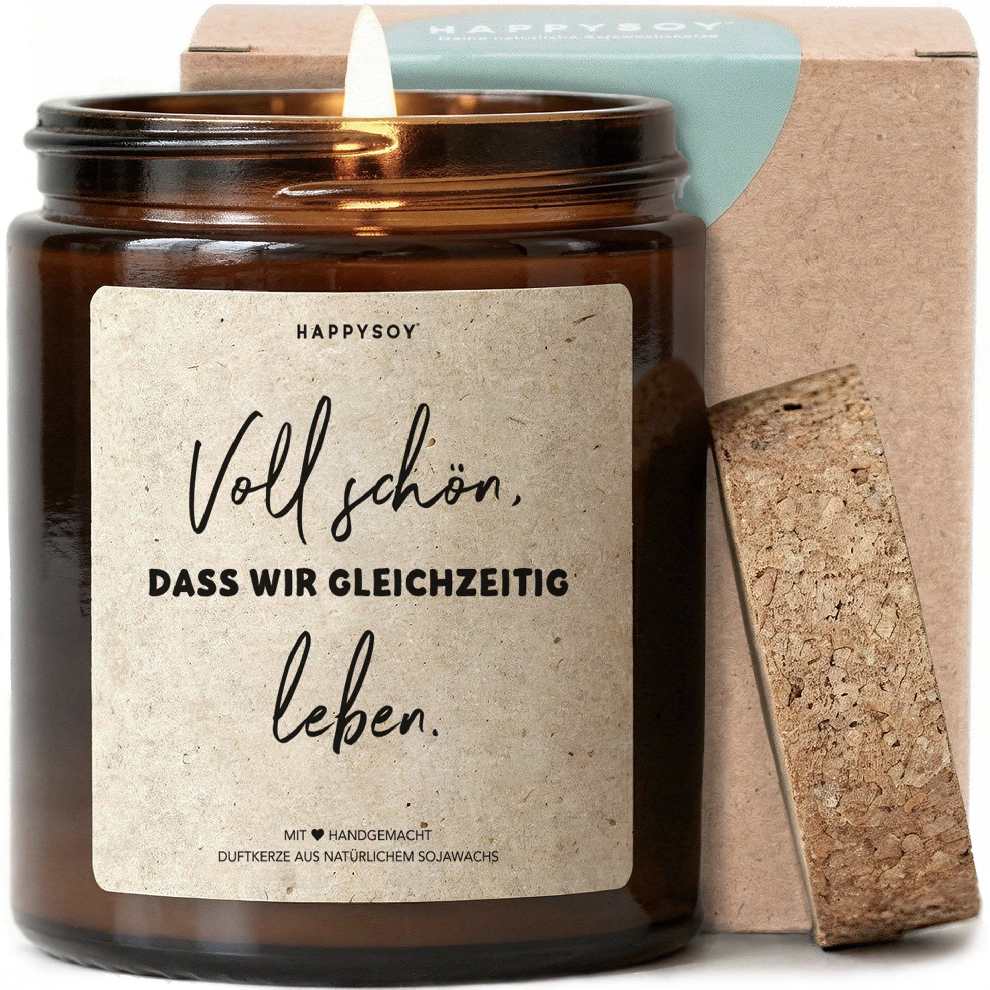 Duftkerze - Voll schön, dass wir gleichzeitig leben. - Happysoy®