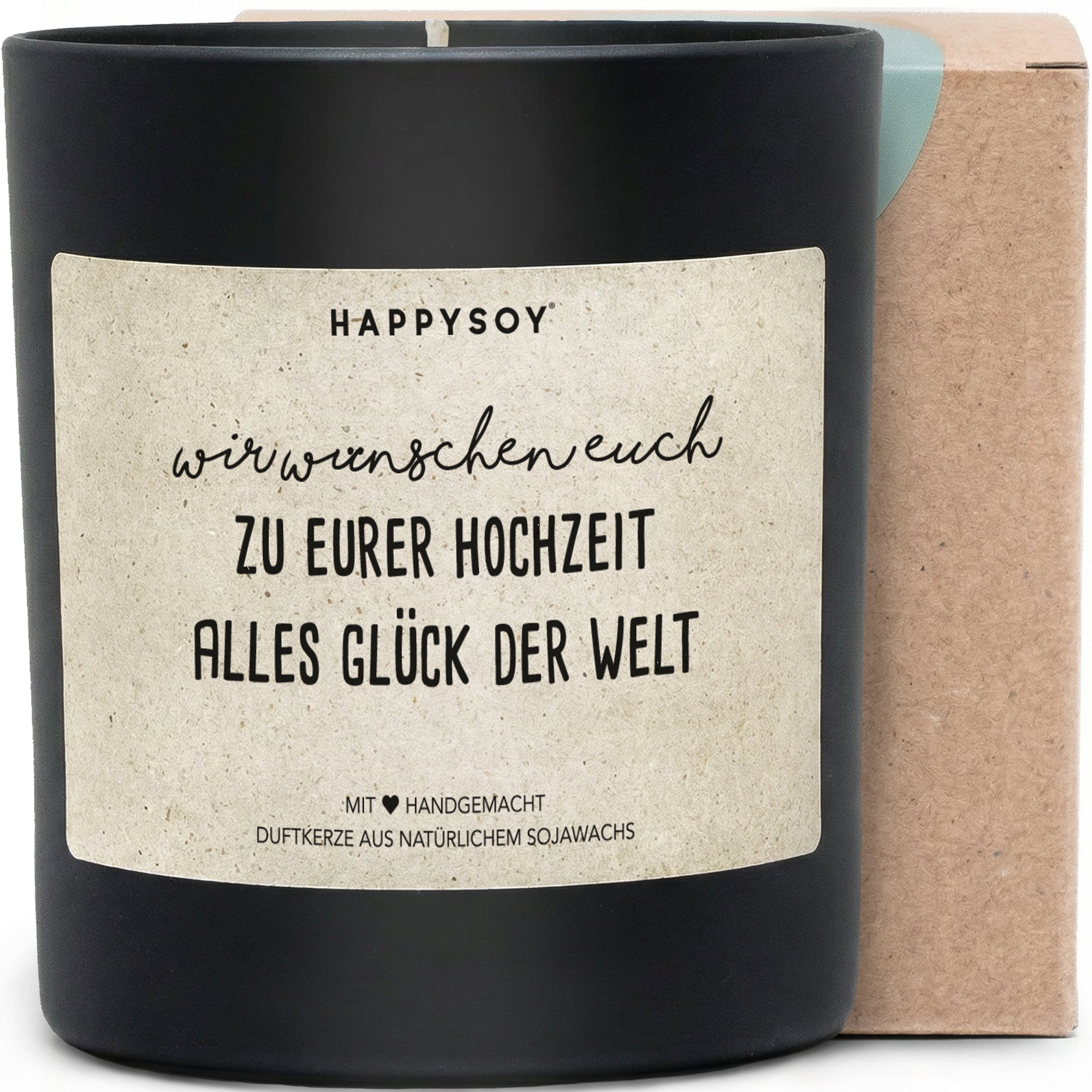 Duftkerze - Wir wünschen euch zu eurer Hochzeit alles Glück der Welt - Happysoy®