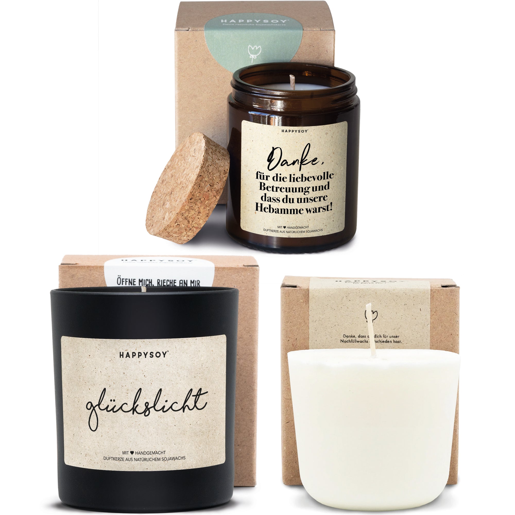 YD LIFE Duftkerzen-Geschenkset 4x 50g – Sojawachs Mit ätherischen Ölen – Düfte: Rose, Lavendel, Salbei & Tannenholz –
