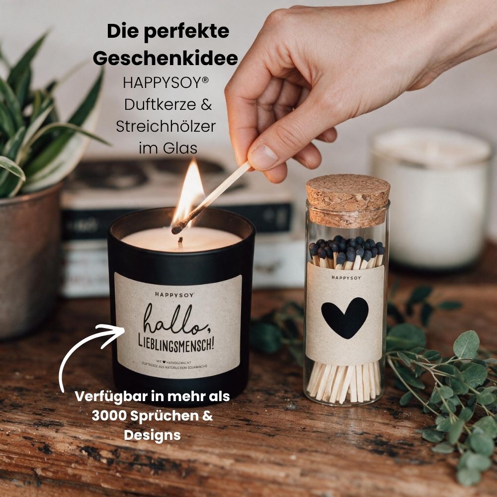 Streichhölzer im Glas mit Korken - Happysoy®