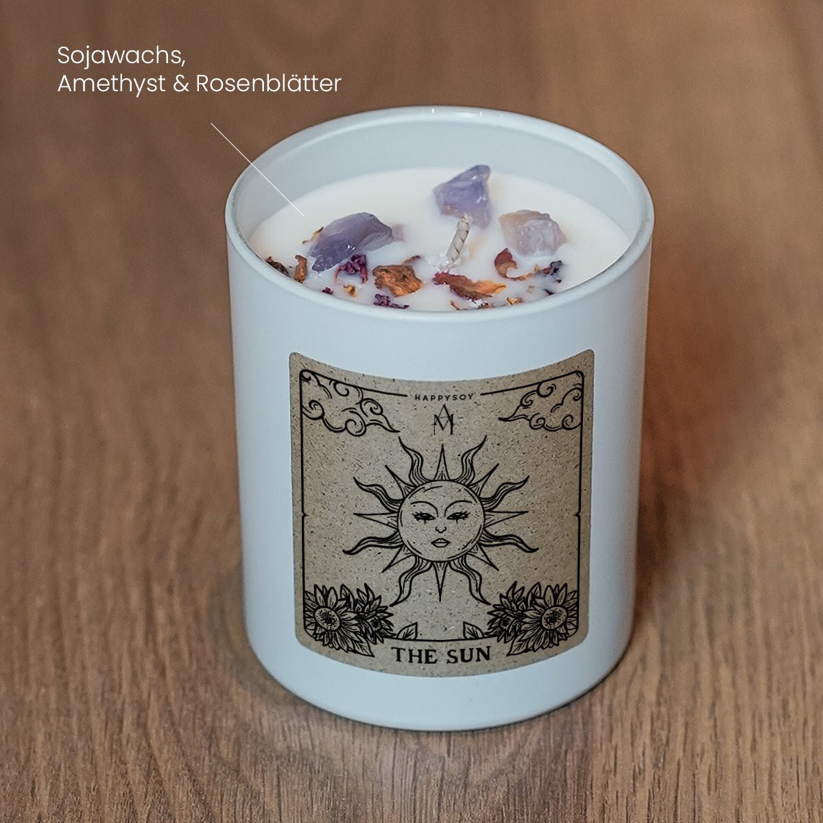 The Sun - Duftkerze mit Amethyst und Rosenblättern - Alycia Marie x Happysoy - Happysoy®